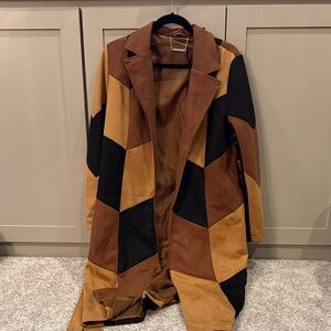 NWT Paparazzi Suede Patchwork Belted Trench Coat